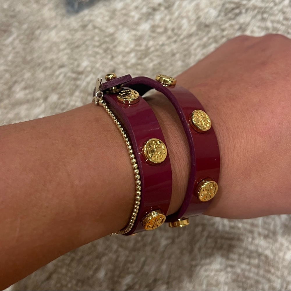Tory Burch double wrap patent wrap around  bracelet